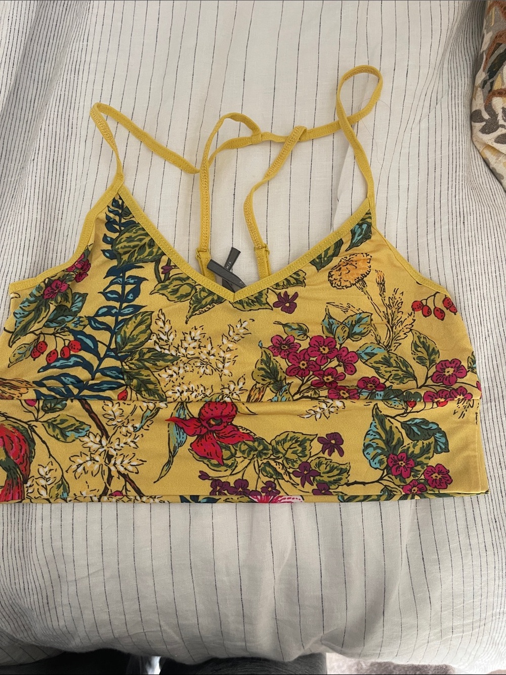 Anthropologie Yellow Floral Strappy Bralette
